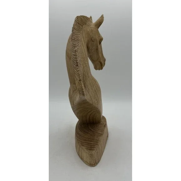 Hand Carved Wood Horse Head Statue Figure 12” Wooden Vintage - Picture 14 of 16